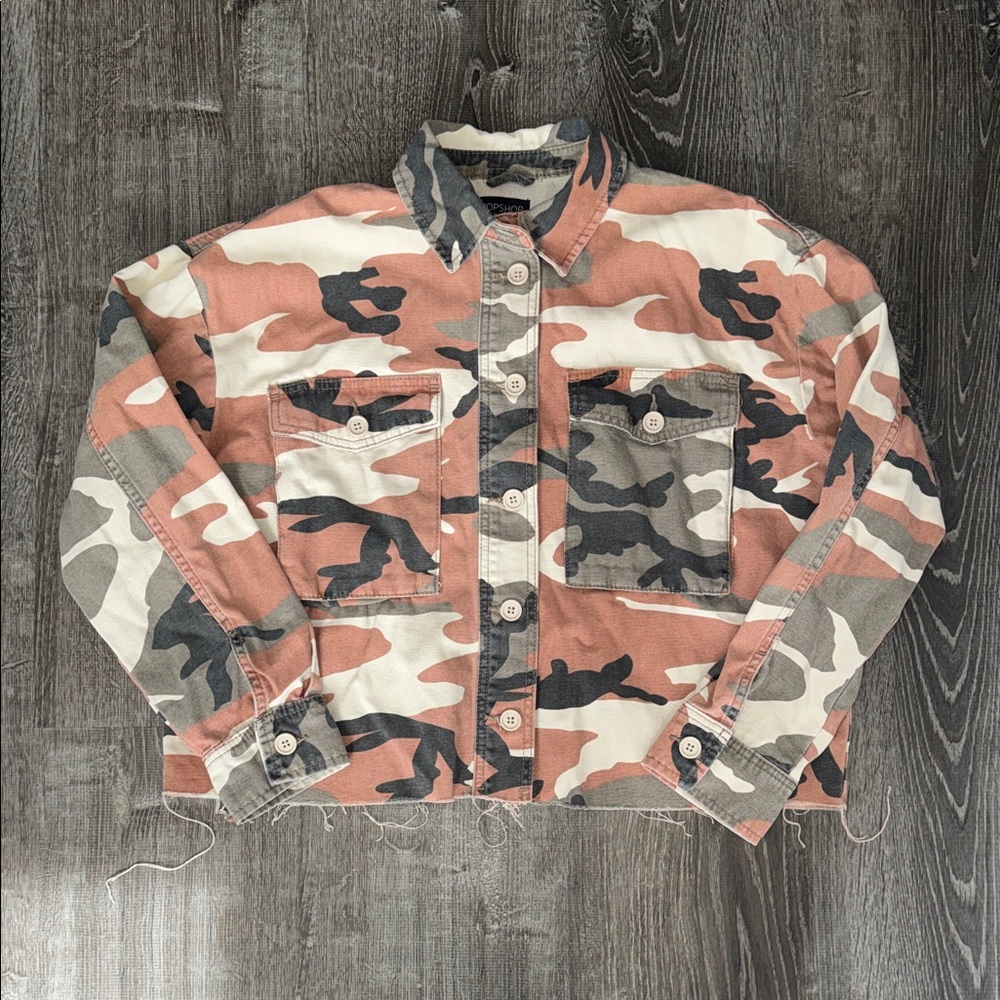 Topshop Camouflage Jean Jacket - Multicolor